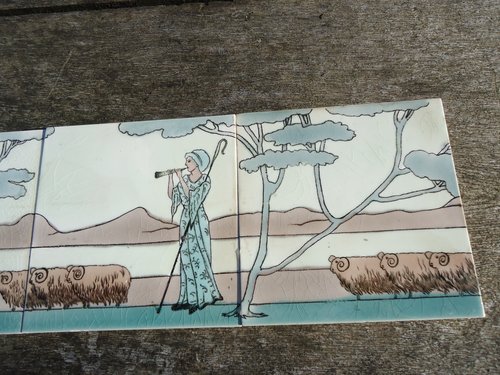 Delightful Shepherdess Arts & Crafts tile panel