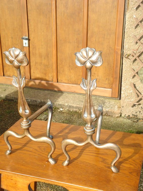 Fine quality Arts & Crafts Bronzer Andirons