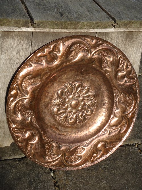 Huge Arts & Crafts copper charger