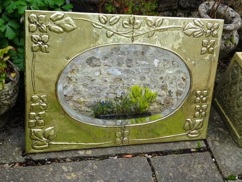 Large Arts & Crafts Scottish school brass mirror
