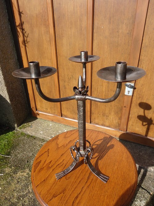 Large Arts & Crafts Steel Candleholder