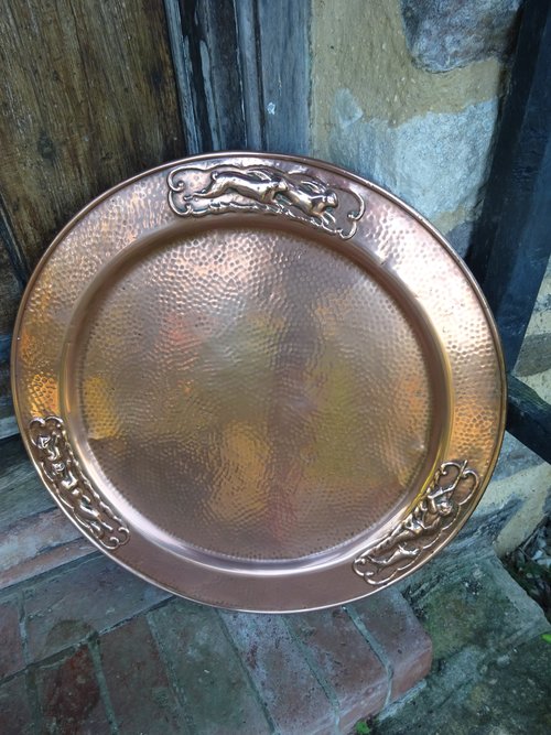 Large Arts & Crafts copper charger, Tray