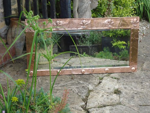 Large Arts & Crafts copper over mantle