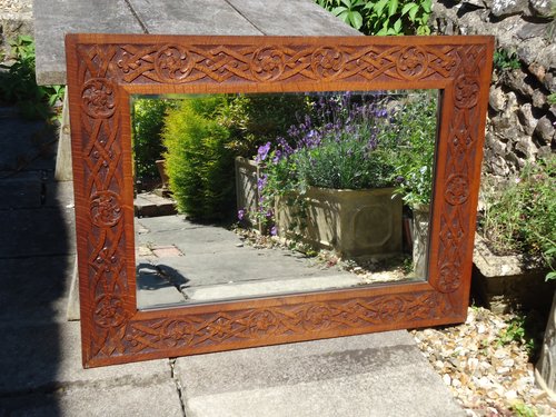 Large Arts & Crafts oak carved Overmantle