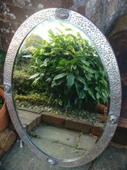 Large Arts & Crafts plated copper mirror