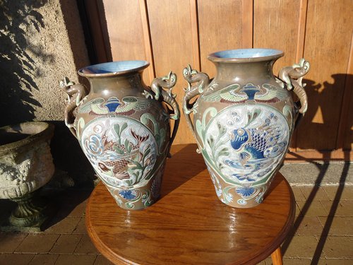 Large pair of Barum Art vases A.Lauder