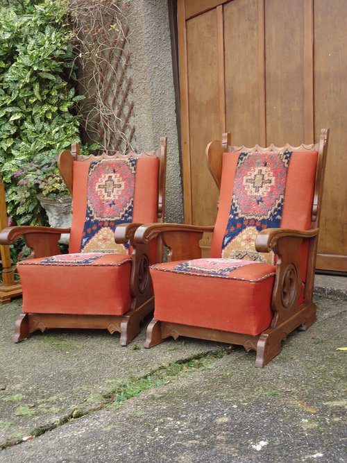 Lovely pair of upholstered Arm chairs