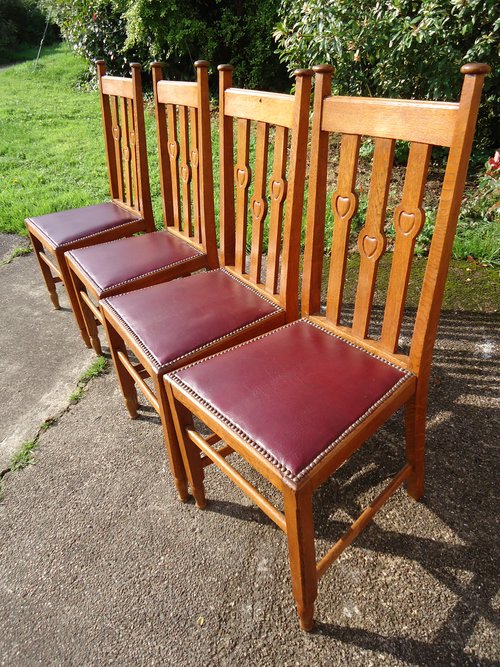 Lovely set of four Arts & Crafts dining chairs
