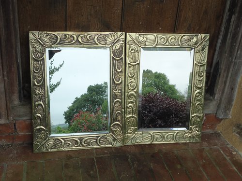 Near pair of Arts & Crafts Scottish school mirrors