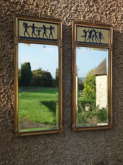 Pair of Art Nouveau Sillhouettes Mirrors