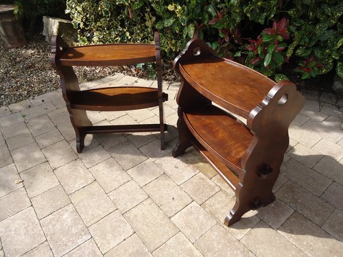 Pair of Arts & Crafts pegged oak book tables