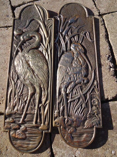 Pair of Unused Brass Arts & Crafts fingerplates