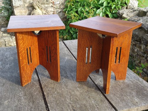 Pair of small Arts & Crafts tables in oak