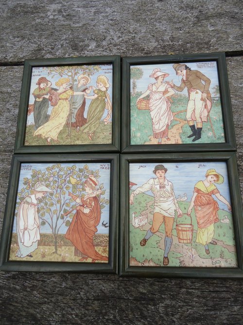 Rare set of Four Walter Crane tiles - Baby's Opera