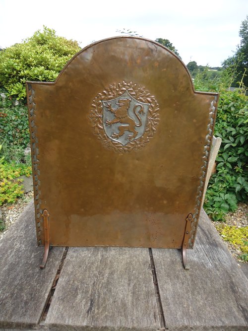 Rare Hugh Wallis firescreen with lion rampant