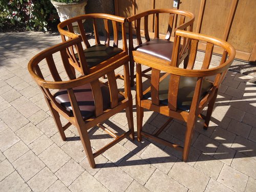 2 pairs o Arts & Crafts barrel back chairs