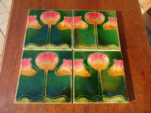 Set of Four Arts & Crafts Tiles