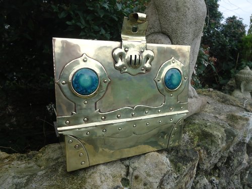 Stunning Arts & Crafts brass casket with Ruskins