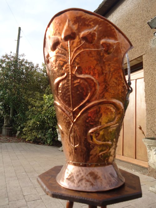 Stylish Arts & Crafts Newlyn school coal bucket