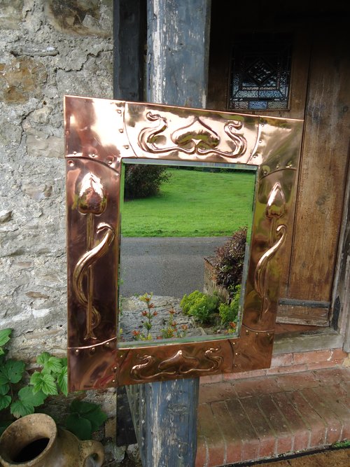 Superb Arts & Crafts Copper mirror. Liberty