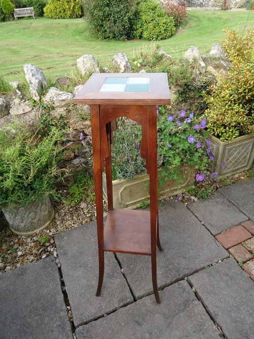 Tall Arts & Crafts oak plant stand - Liberty