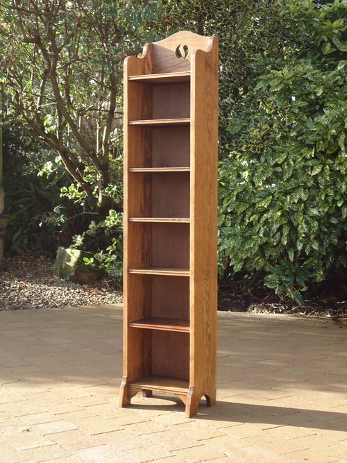 Tall & slim Arts & Crafts bookcase with yin-yang