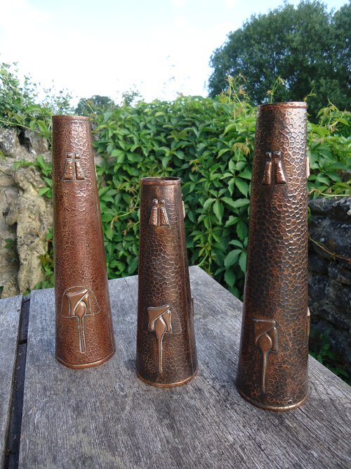 Trio Of Arts & Crafts Newlyn school spill vases