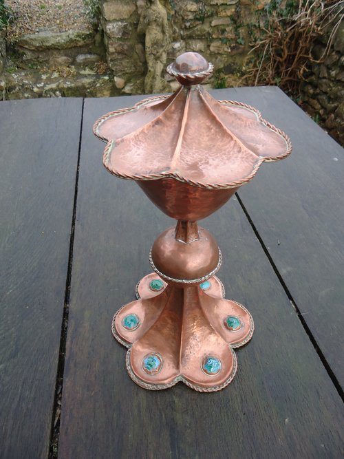 Unusual Arts & Crafts Chalice with cabochons