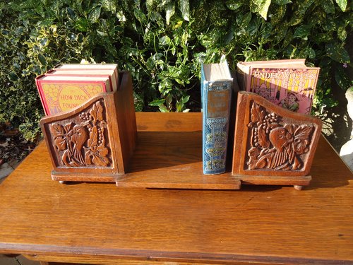 Unusual Arts & Crafts carved book stand