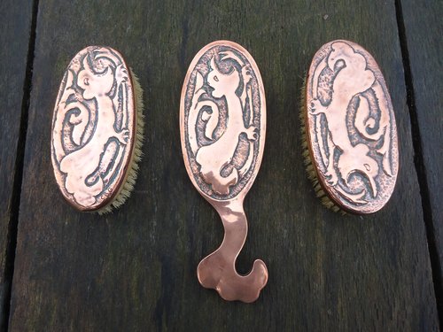 Unusual Arts & Crafts dressing table set