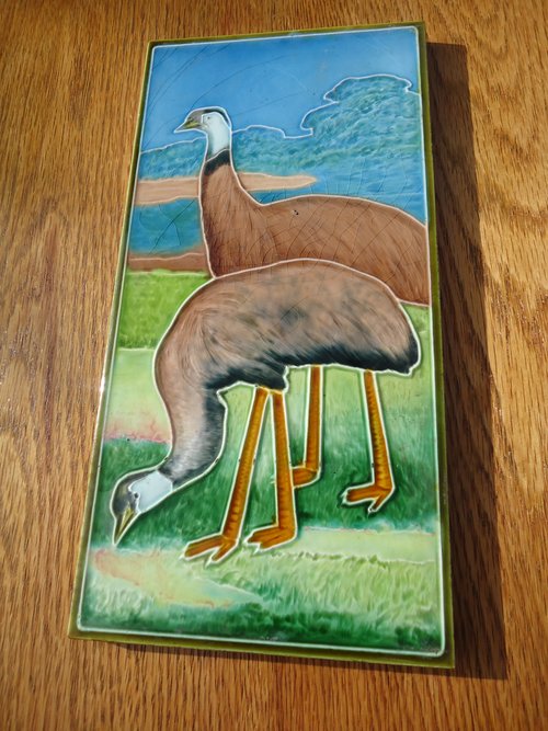 Unusual Arts & Crafts tile with two birds