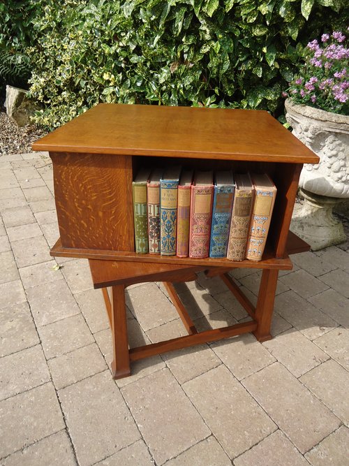 Unusual Low Arts & Crafts revolving book table