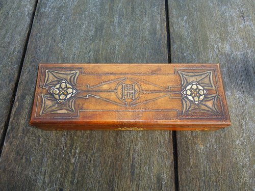 Unusual Stencilled Arts & Crafts Glove Box
