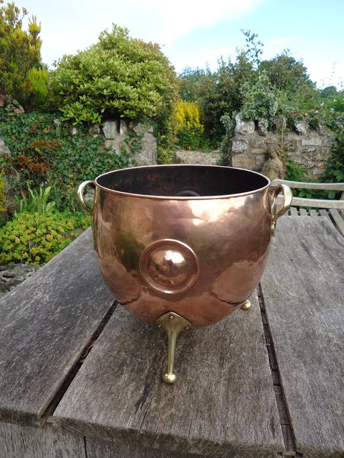 Unusual large Arts & Crafts planter on three feet