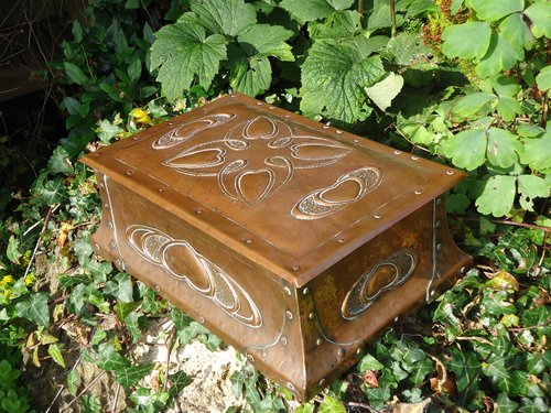 Unusually large copper games box. Cornish