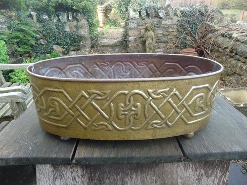 Very Large Celtic Brass planter or wine cooler