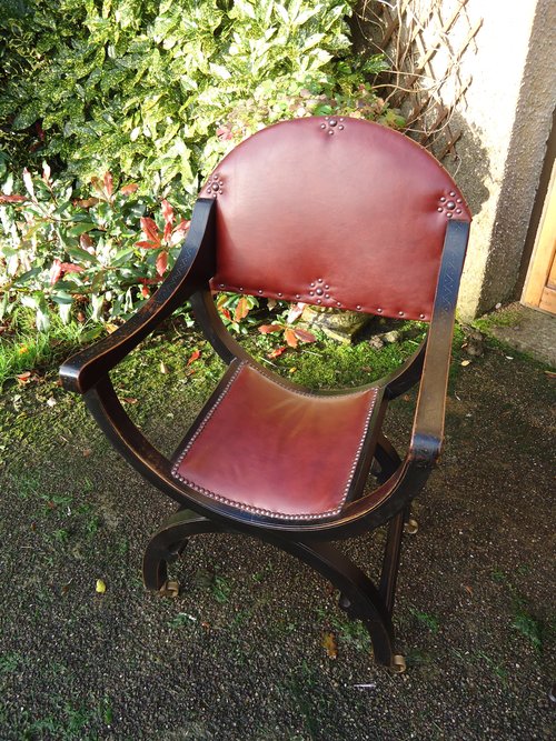 Very Stylish ebonised X framed chair