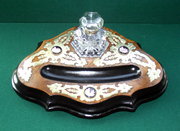 A late 19thC walnut and brass