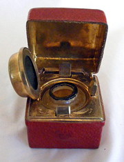 antique desk furniture / accessories leather and brass travelling i Leather and brass travelling i