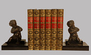 Pair of bronze cherub book end