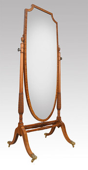 Satinwood cheval mirror