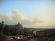 Landscape with cattle  Oil on