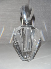 antique silver art deco cut glass perfume bot Art Deco Cut Glass Perfume Bot