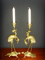 Pair Polished Bronze Candlesti