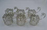 antique silver set of six silver cup holders Set of Six Silver Cup Holders