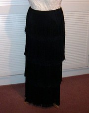 debenham & freebody vintage fringed black silk eve Vintage Fringed Black Silk Eve