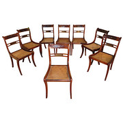 Set of 8 Regency brass inlaid
