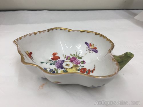 Antique Continental Porcelain Leaf Dish