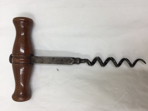 Antique Corkscrew with Walnut Handle