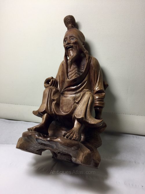 Old Chinese Carved Hardwood Figurine